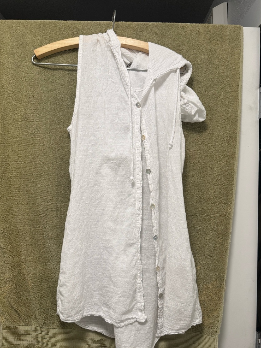 White Hooded Sleeveless Swim Cover-Up